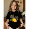 European sizes Featuring a Cartoon Lemon Fireworks Print, This Trendy and Fashionable T-shirt Is Casual and Comfortable, Perfect for Girls