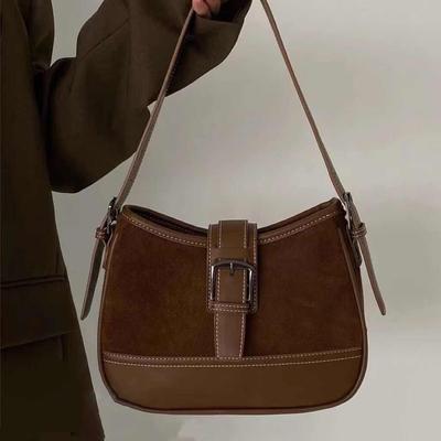 Herfst Winter Retro Dames Schoudertas Mode Koffiekleur Veelzijdige Handtassen Temperament Veelzijdige Okseltassen Trend