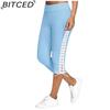 BITCED S-5XL Dámské kalhoty s vysokým pasem, zkrácené, s elastickým pasem, bezešvé fitness sportovní legíny plus size