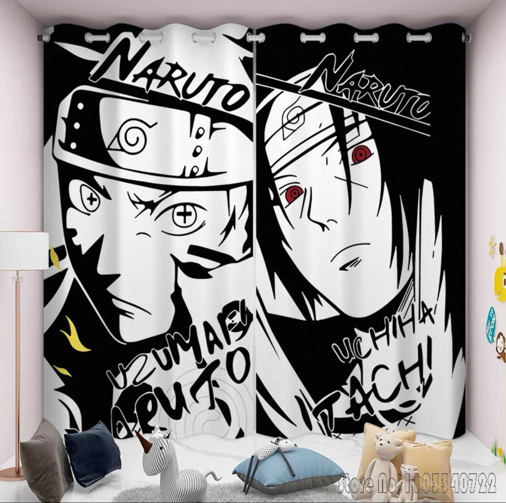 Anime N-Naruto Akatsuki Cartoon 3D Print 2 Panels/Set Window Blackout Curtains Japanese Game Living Room Print Baby Kids Gift
