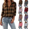 Camisa a Cuadros de Manga Larga para Mujer Top a Cuadros para Uso Casual en el Trabajo y Diario