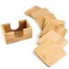 Set of 6 Natural Bamboo Coasters, Cup Pads, and Cup Mats with Bamboo Storage Case. Insulated, Quick-Drying, Non-Slip, 9.5cm x 9.5cm.