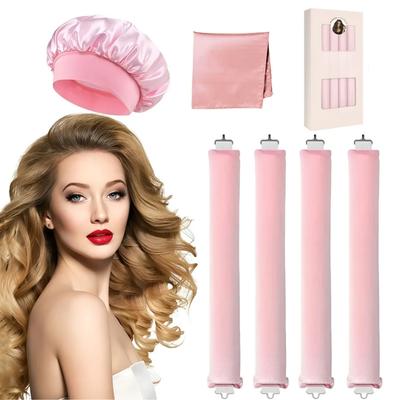 6-teiliges/Set Hochelastisches Seidensatin Lockenwickler-Set Kombination Keine Hitzeschäden Grenzüberschreitend Große Welle Schlafhaube Haaraccessoires