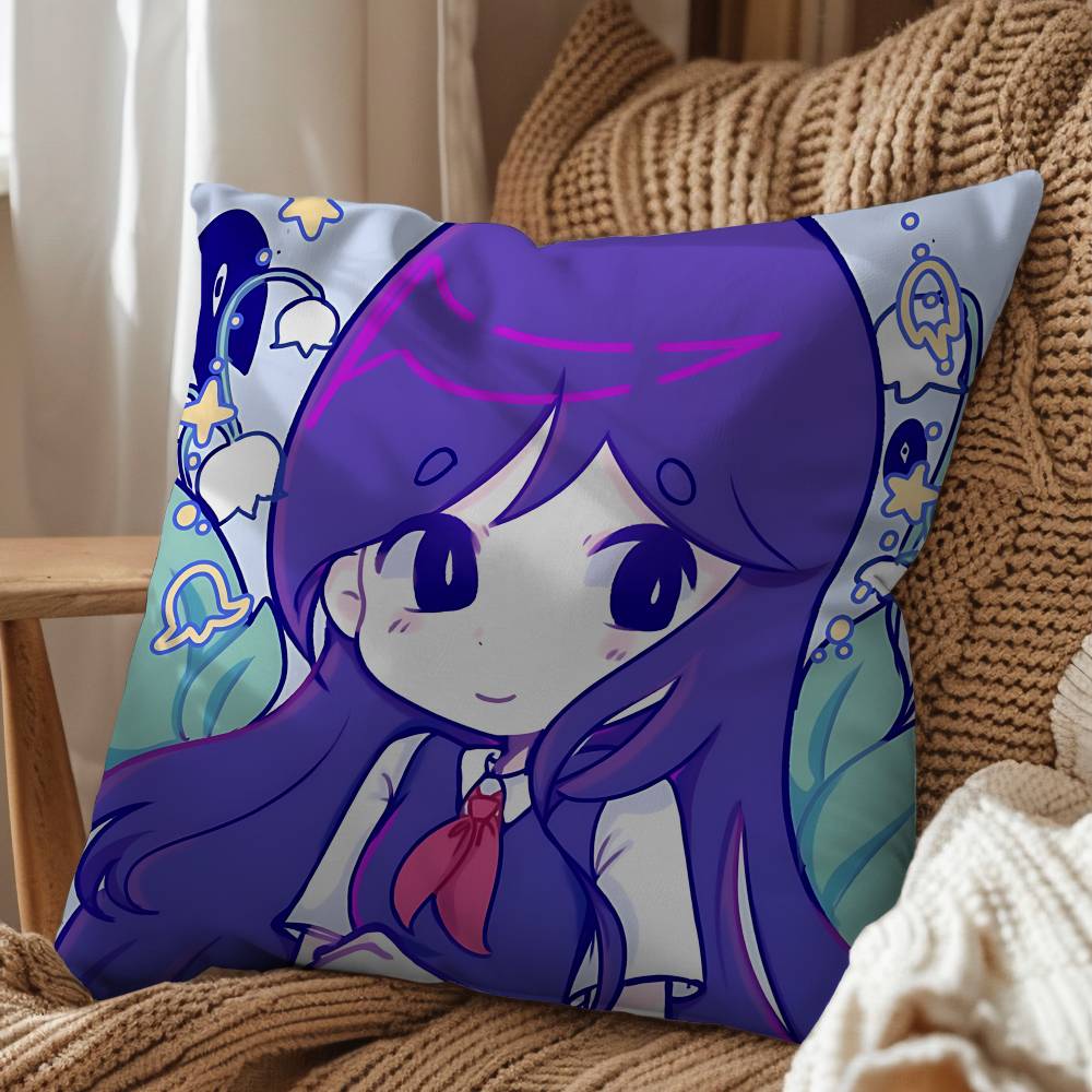 Series Mari game Basil Omori Game Pillow Case Antidustmite Pillowcase Invisible zipper silky short plush Sofa cushion cover