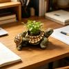 Small Turtle Planter Resin Turtle Shaped Flower Pot with Drainage Holes Cute Animal Cacti Pots for Office Home Desktop Decor