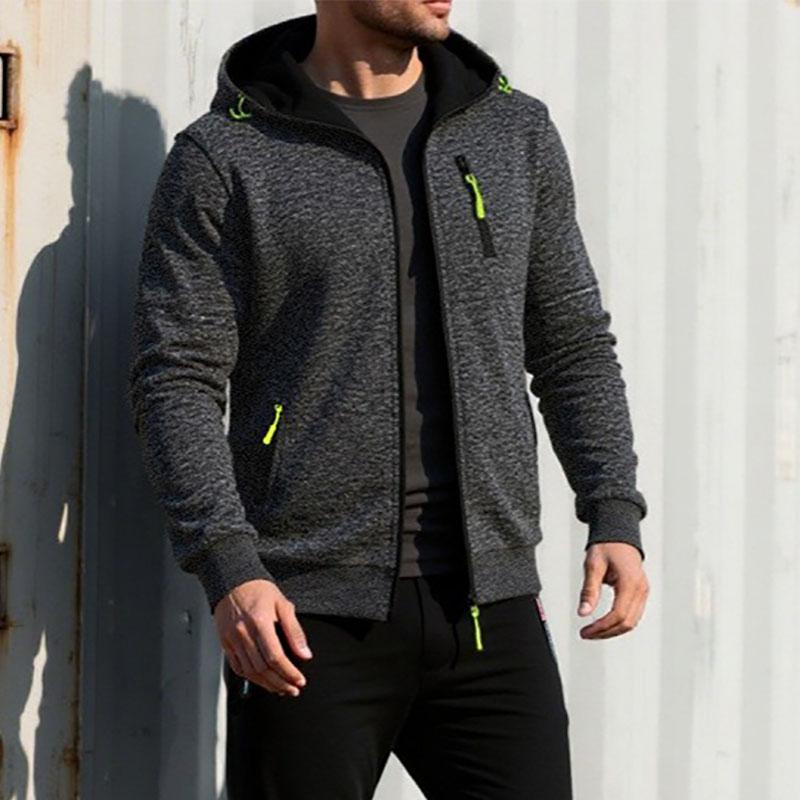 Autumn New Men's Casual Jacket Slim Fit Hooded Zipper Sweatshirts Jackets Solid Color Sportswear Male Fashion Tracksuit
