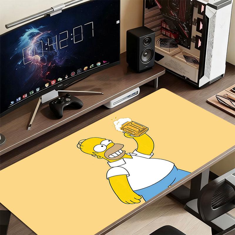 Homer Simpson Mouse Pad, Large Gaming Desk Mat, Non-slip XXL Mousepad for Laptop & Tablet, Mini PC Playmat with Stitched Edges