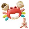 Jucărie zornăitoare pentru sugari, formă de crab, clopoțel de mână, jucării de dentiție, clopoțel de mestecat multi-textură pentru ameliorarea dentiției