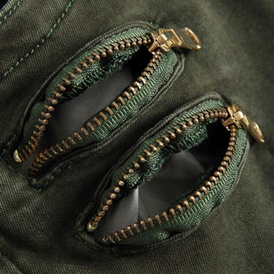 Motorcycle Cargo Pants Pleats Multi Pockets Solid Color Slim Fit Streetwear Hip