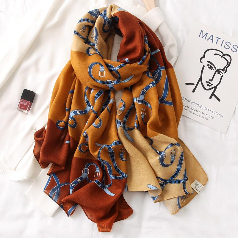 Luxury New Women Cotton Scarf Large Shawls Pashmina Hijab Foulard Echarpe Brand Designer Print Lady Beach Stole Head Scarves