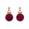 1 Pair Dangle Earrings, Ethnic Zhuang Brocade Woven Drop Earrings, Oriental Handmade Jewelry for Women Gift