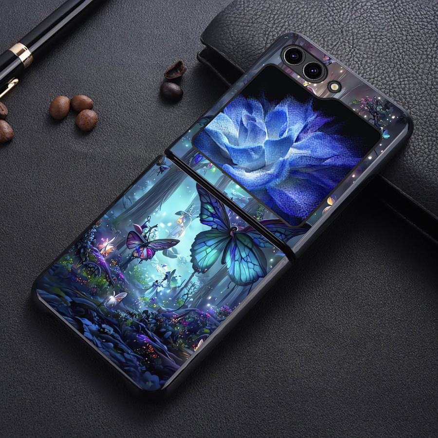 Cartoon Butterfly Pattern Back Phone Cover Funda Case for Samsung Galaxy Flip5 Flip4 Flip6 Flip7 FE Flip3 Z Flip 7 6 5 4 3