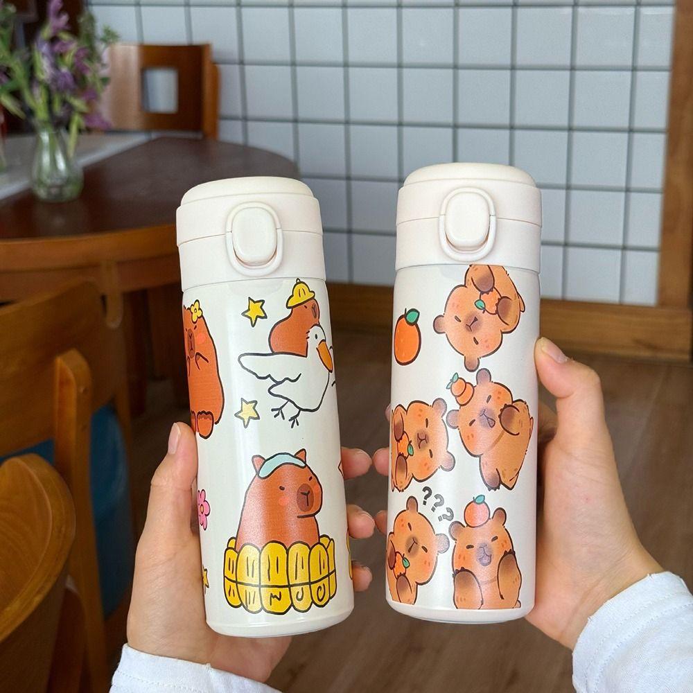 304 Stainless Steel Vacuum Flask Large Capacity Water Bottle Cartoon Capybara Insulated Cup
