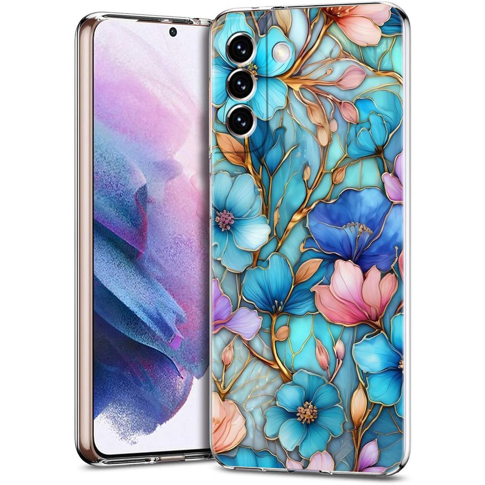 Transparent Phone Case Cover for Samsung Galaxy S25 S24 S23 S22 S20 S21 FE Ultra S24 S23 S10 S10E Plus 5G Fashion Flower Pattern