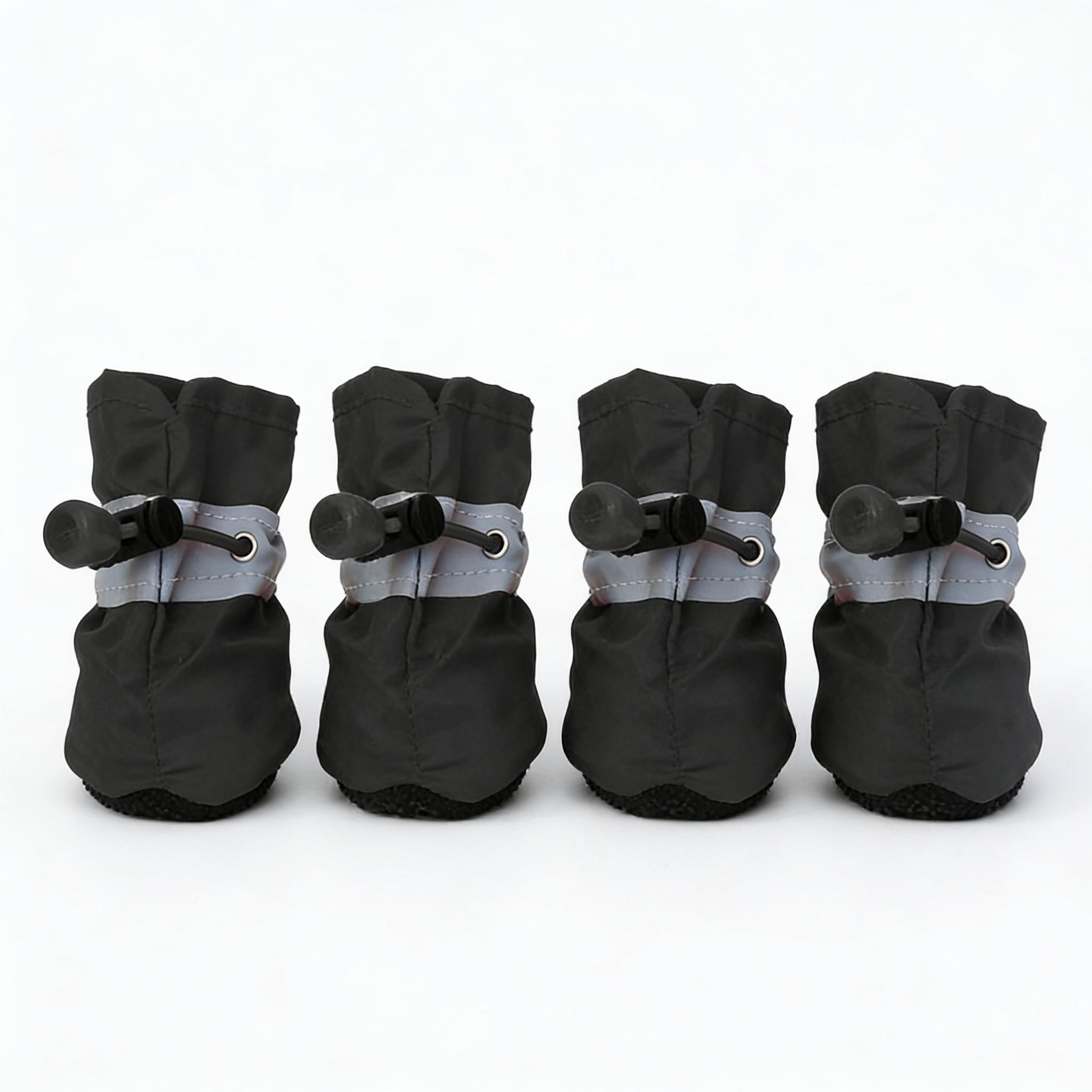

4pieces Dog Boots Waterproof Non-slip Reflective Adjustable Pet Shoes For Small Medium Dogs Winter
