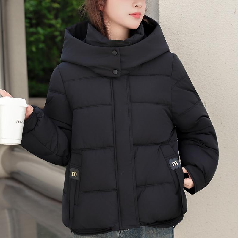 

Модные женские короткие пальто Зимние парки С капюшоном Повседневные Свободные Толстые Теплые Верхняя одежда Женские куртки 2XL чёрный