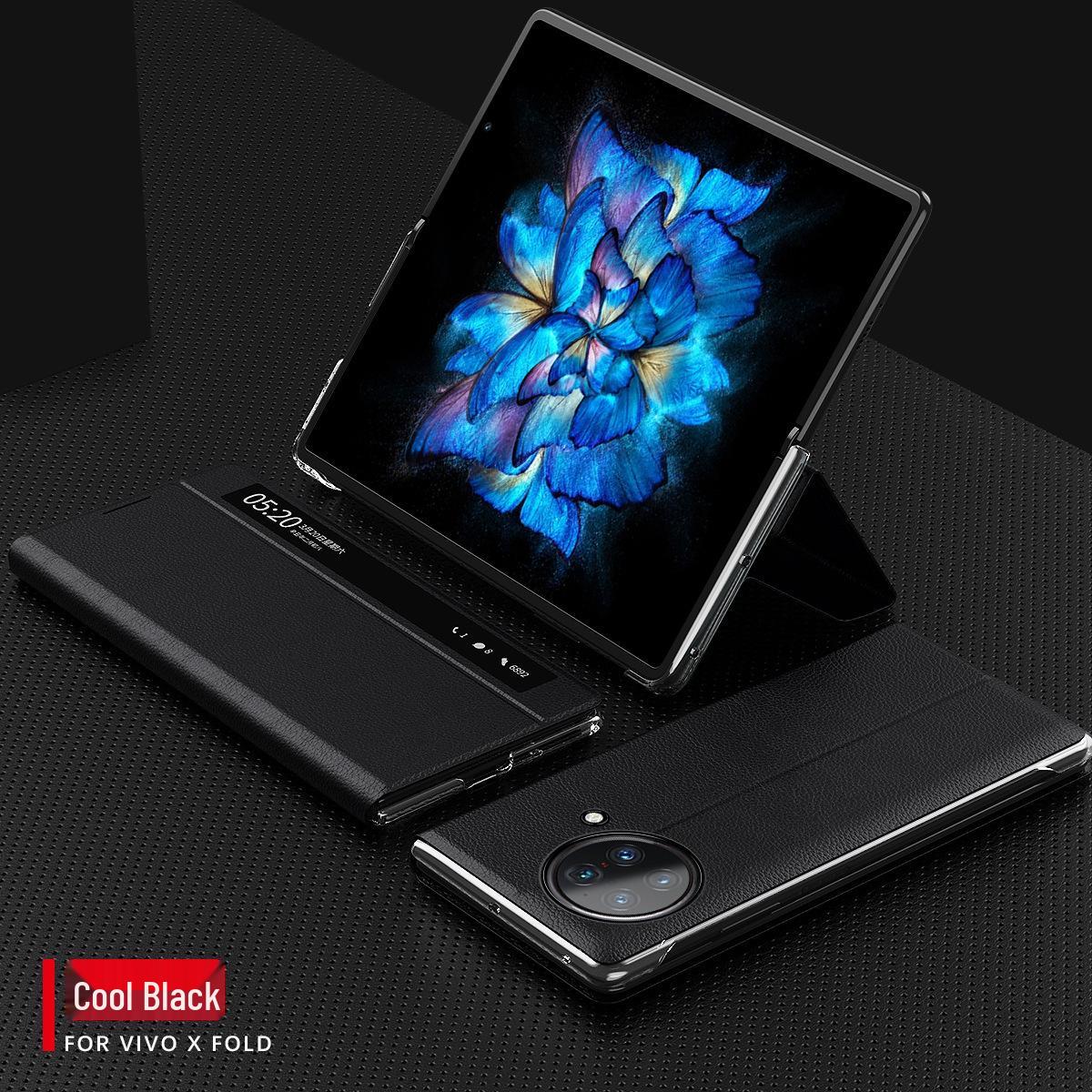 

Кожаный чехол для Vivo Xfold: Ультратонкий, Защита от падений, Складной экран, Умное боковое окно, Функция подставки, Совместимость с 5G. Vivo X Fold