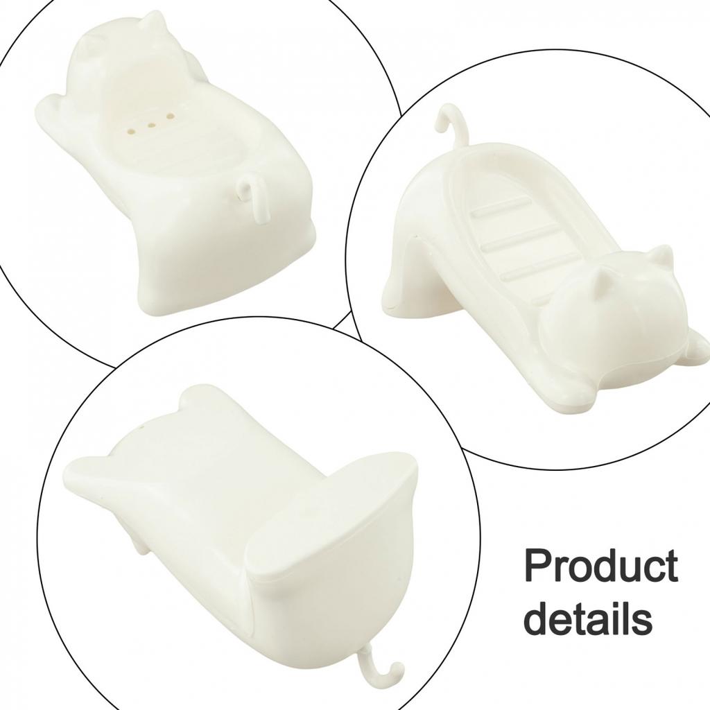 ABS Material Cat Soap Dish Self-Draining Soap Holder Built-in Drainage Hole