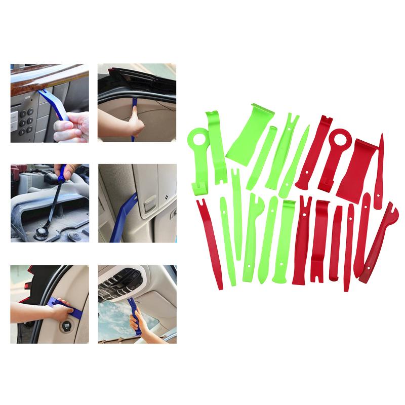 Ensemble d'outils de retrait de garnitures 11/19 pièces Pince à clips Pince pour enlever la sellerie Nylon Ensemble de retrait de panneaux de voiture avec sac de rangement portable