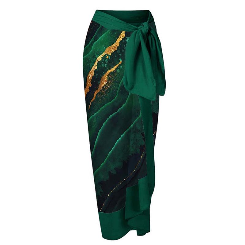 

Женское пляжное платье высокого класса с праздничным принтом и завязками - Стиль 23017193 One Size зелёный