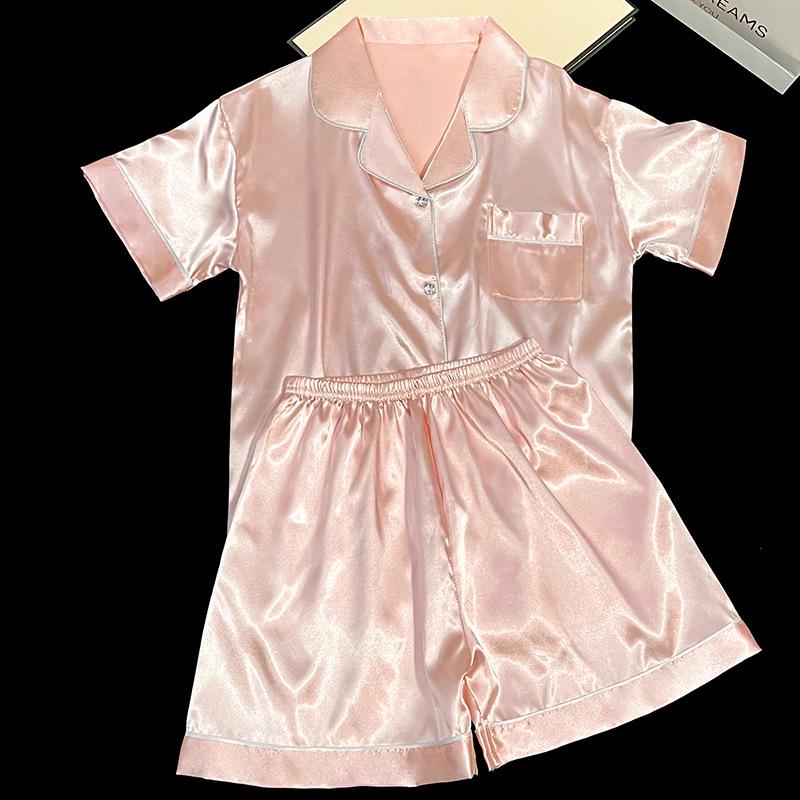 Summer Ice Silk Pajamas for Women: New Style, Sweet & Simple, Short-Sleeved Homewear