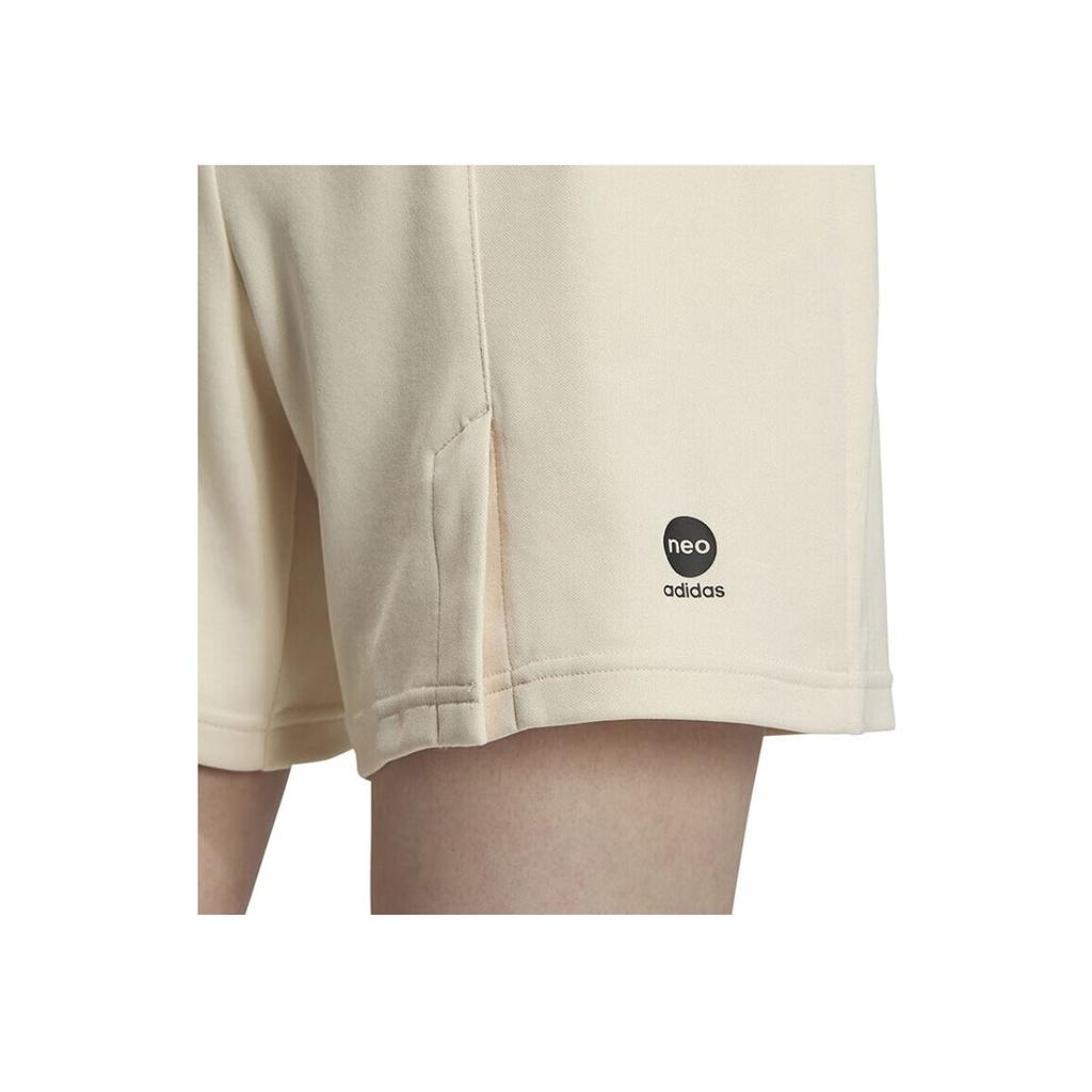 Adidas Neo Plain Logo Elastic Waist Straight-Leg Casual Shorts Women Bottoms Beige IA5011