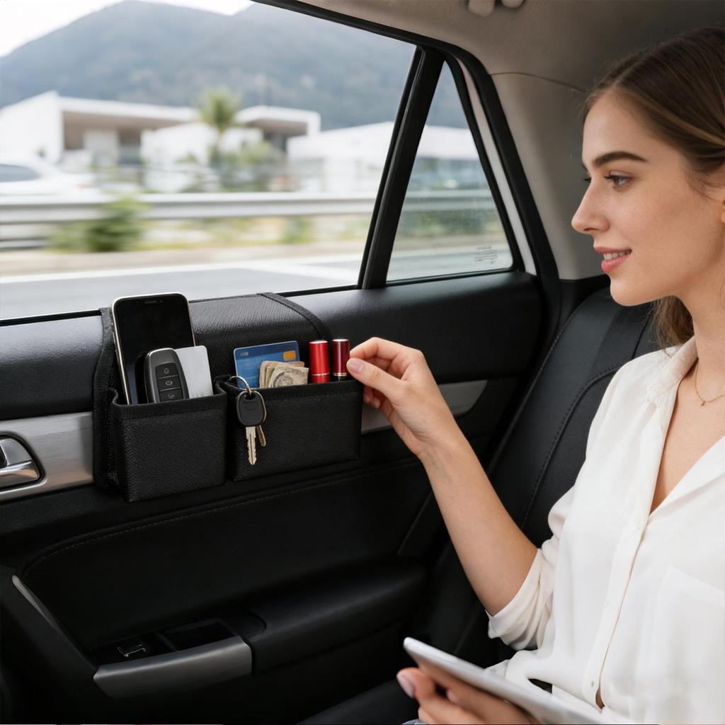 Car Door Window Organizer Cup Holder Pockets Vehicle Side Door Organizer For Driver Truck SUV Van Interior Trip Road Camping