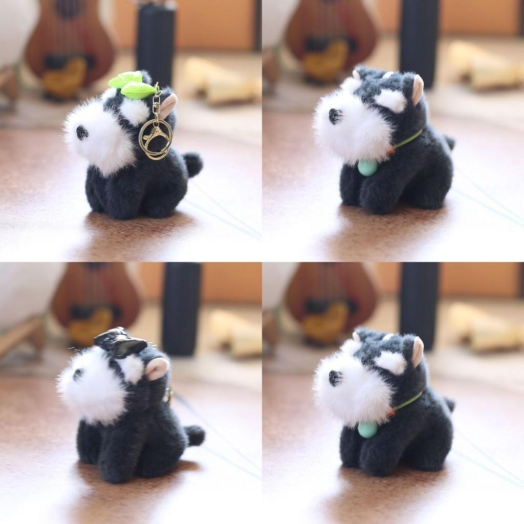 Schnauzer Plush Keychain Super Soft Pp Cotton Bag Charm Gift For Kids Dog Lovers