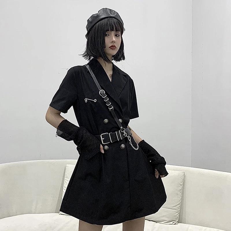 Korean Punk Style Detachable Chain Belt Men Women Belt Black Pu Leather Harness Chain Belt Goth Corset Waist Belt Accessories