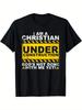 Mens Christian Graphic TShirt  I AM A CHRISTIAN UNDER CONSTRUCTION Caution Tape Design with Romans 831 Bible Verse