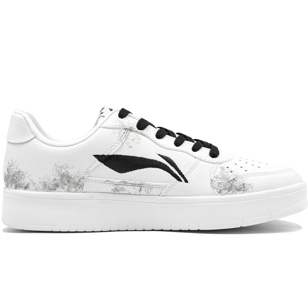 Li Ning Floating Boat Slip Resistant, Impact Resistant, Abrasion Resistant Low top Skateboard Shoes Men's Black White AGCS419-1(Team204-)