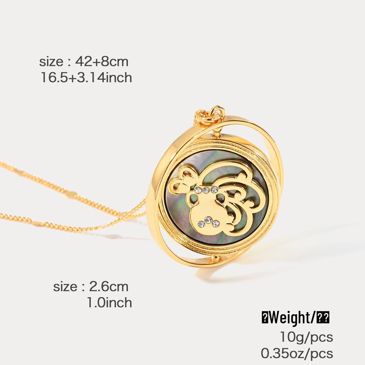 

Кенджи Золотое ожерелье-подвеска Водолей с вращающимся дизайном созвездия и инкрустацией черным перламутром