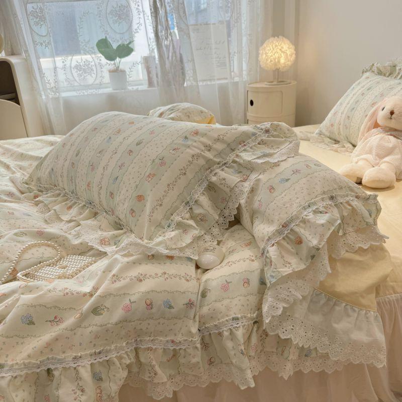 Cotton Bedding Four-piece Set Lace Quilt Cover Bed Sheet Pillowcase