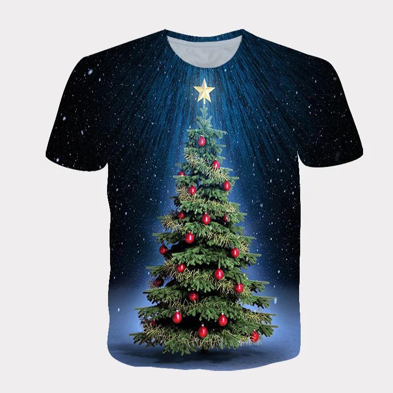 Neutral Santa Claus 3D printed T-shirt men's casual short sleeved top T-shirt fun street wear fashionable fun Christmas T-shirt