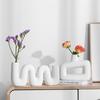 Creative Geometric Hollowed-Out Pipe Flower Vase Wave-shaped Curved Pipe Flower Arrangement Flowerpot Ceramic Artwork