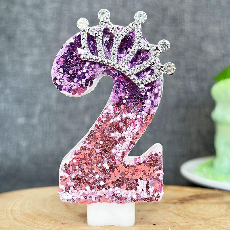 Color Changing Princess Crown Digital Birthday Candle,Celebrating Birthday Cake Plugin Candle Decoration Cake Decorating Supplie