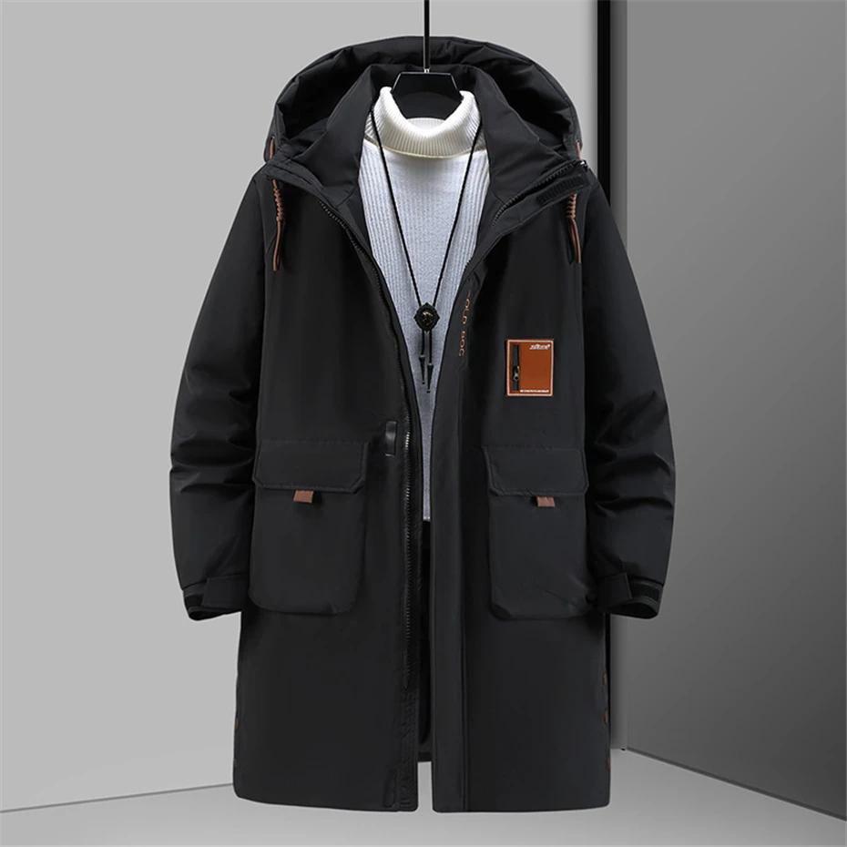 Winter Lange Parkas Männer Dicke Jacken Mantel 12XL Plus Größe Mode Lässig Wasserdichte Parkas Männlichen Winter Schwarz Mantel Große Größe 12XL