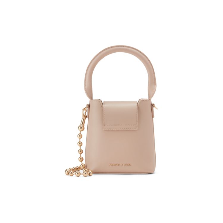 Charles & Keith Mini Bow Leather Handbag Crossbody Bag Women handbags Lilac Nude SL2-50270968