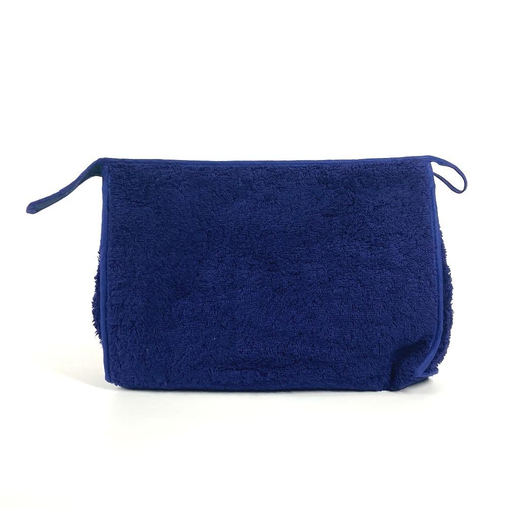 HERMES Horse print pile beach pouch Logo Clutch Bag Multi Pouch pile Navy