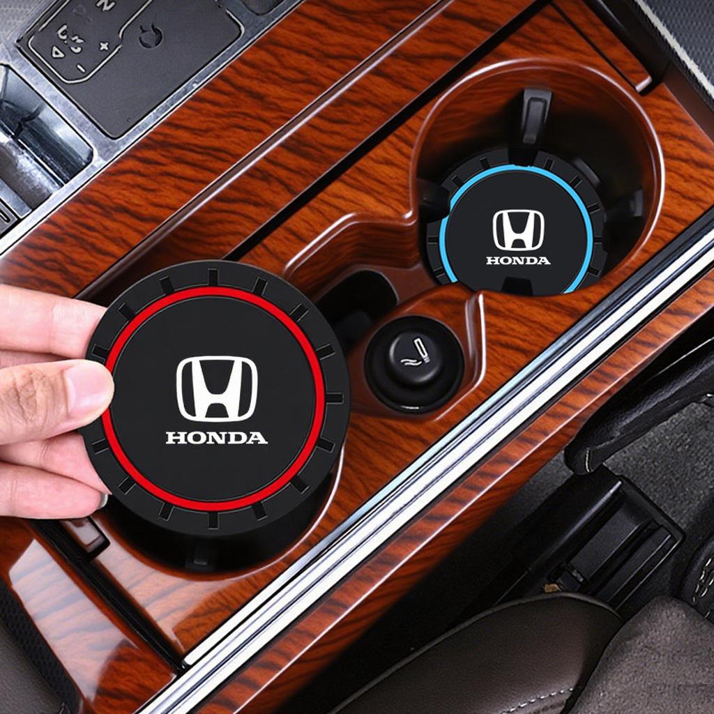 2pcs Silicone Car Coasters Water Cup Slots Non-Slip Mat Drink Pads For Honda Mugen Power Civic Accords CRV Hrv Jazz CBR VTEC VFR