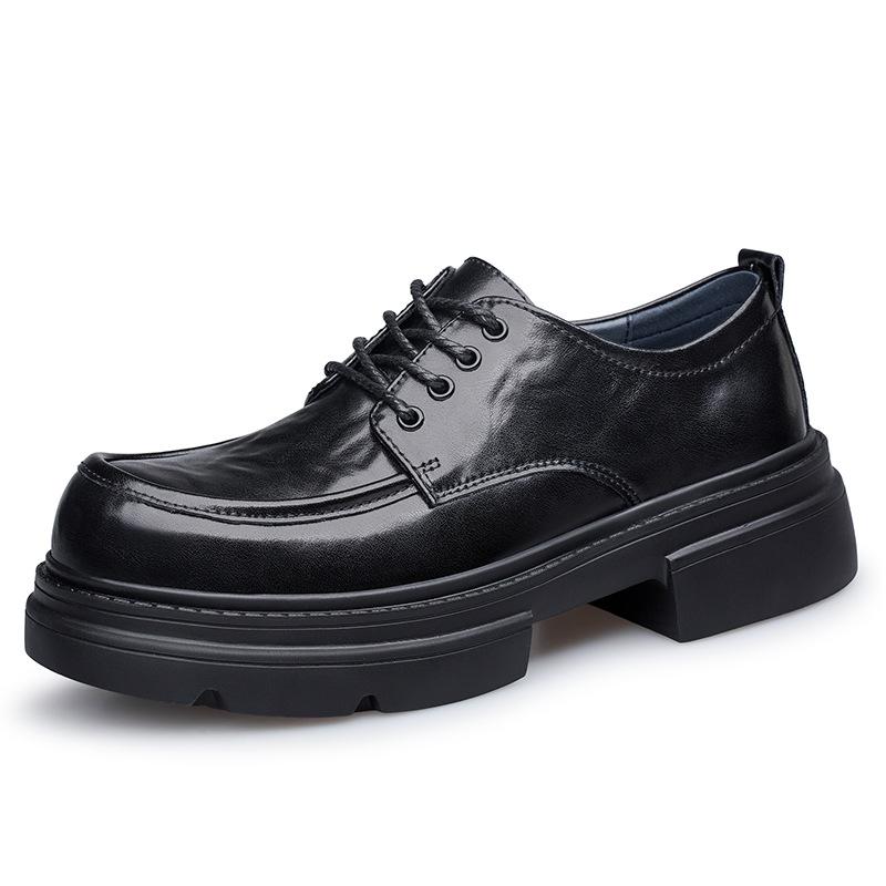 

Leather shoes men s business dress trendy men s casual versatile commuting thick-soled heightening shoes 45 чорний