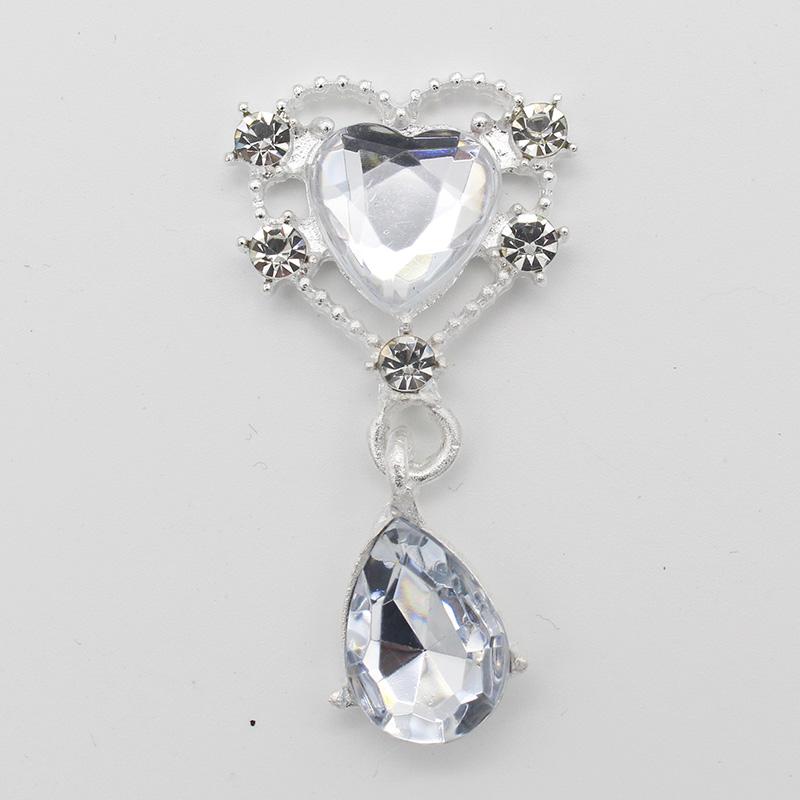 New 10Pcs 40*20mm Heart Rhinestone Applique Flatback Buttons Crystals Brooch for DIY Craft Acrylic Embellishments Manualidades