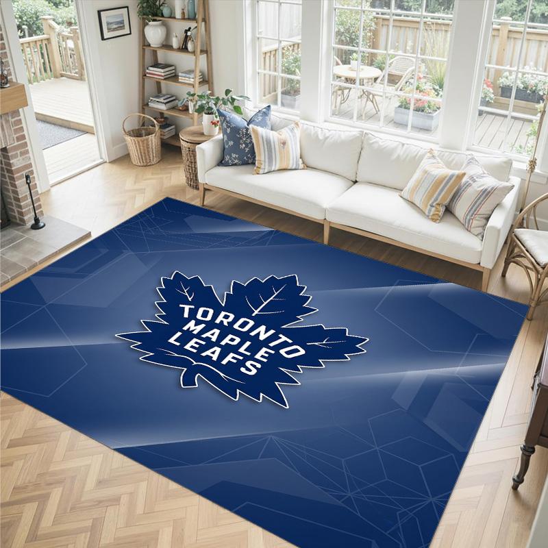 Toronto Maple Leafs Design Crystal Velvet Carpet Cozy Non?Slip Printed Rug For Bedroom Living Room Entrance
