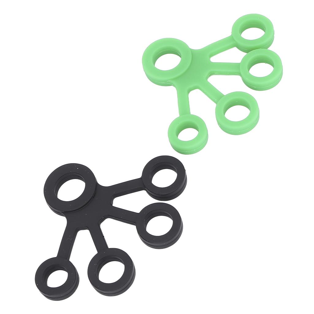 2 Stück Silikon Fingerdehner Tragbare Elastische Hand Widerstandsbänder Stärker 11LB (Dunkelgrün Schwarz)