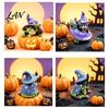 Miniature Star Moon Spider Decor Witch Frog Ornaments, Resin Magic Wizard Figurine, Micro-landscape Detailed Figure Statue for Halloween Home Desktop