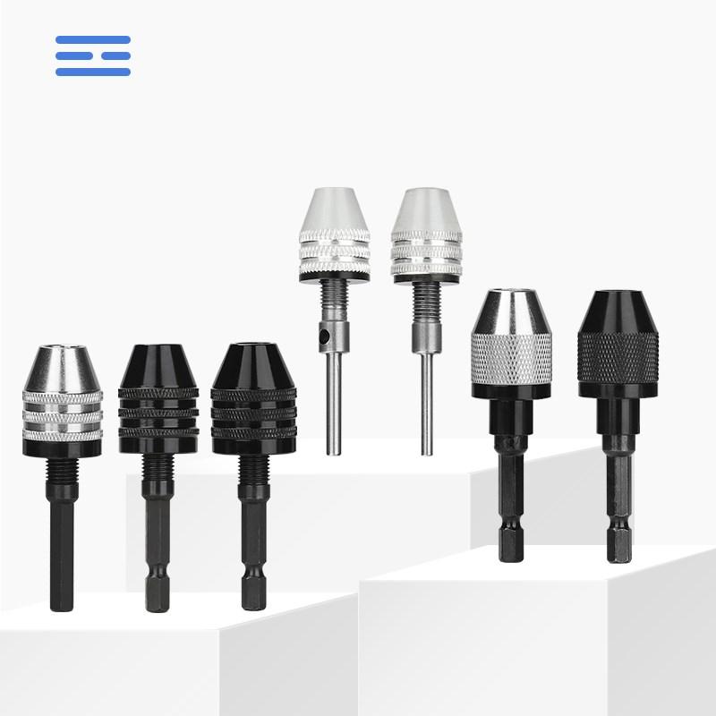 CMCP Keyless Drill Chuck 0.3-3.4/6.5/8mm Self-Tighten Electric Drill Bits Collet Fixture 1/4" Hex Shank Quick Change Converter Tire Chucks 1