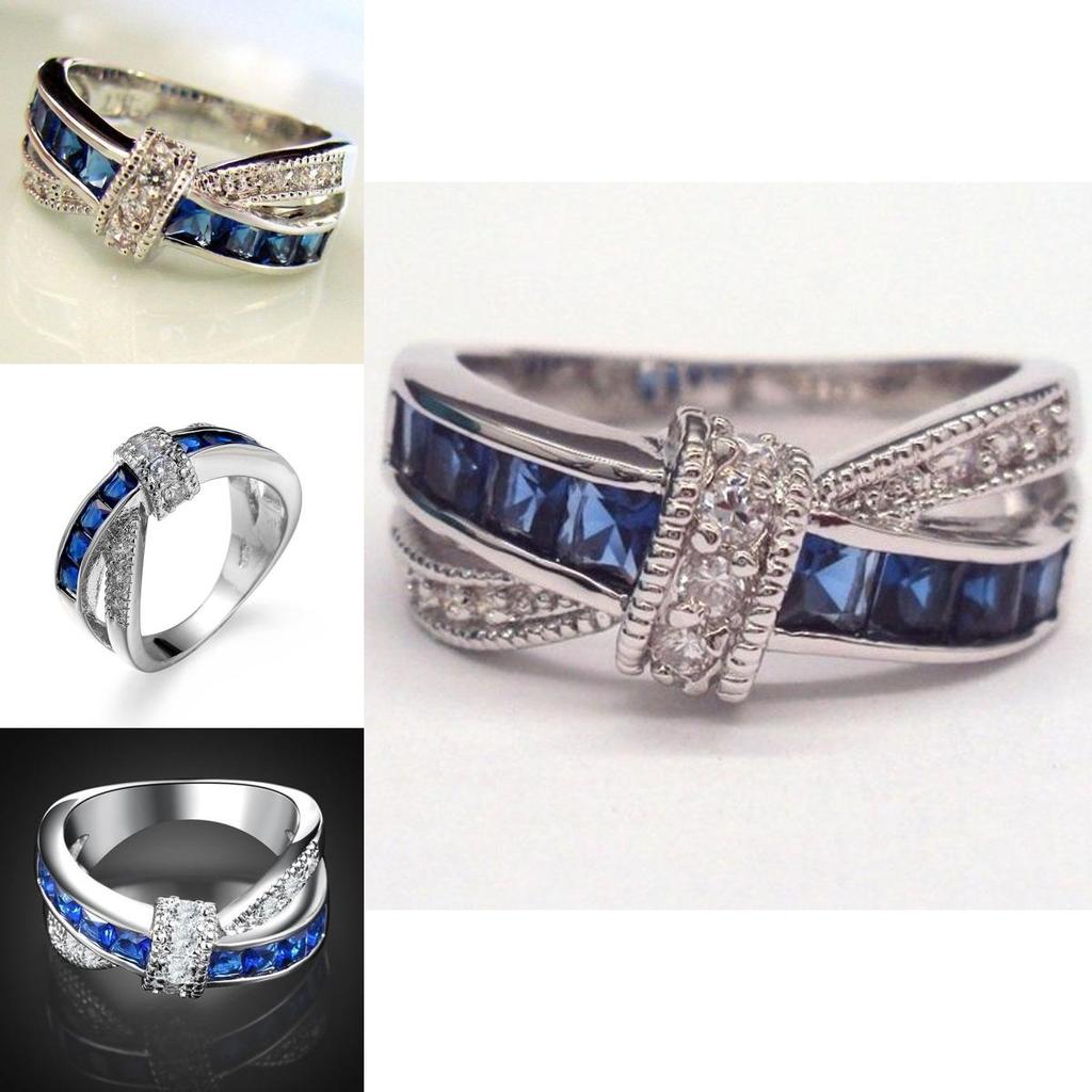 Bague Géométrique en Cuivre avec un Superbe Design de Croix en Zircon de Plusieurs Couleurs Élégantes