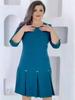 2024 Casual Solid Color Round Neck Long Sleeve Knee-Length Midi Dress for Europe and America