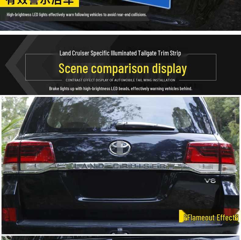 LED Rear Tailgate Trim Strip with Brake Lights for 2008-2023 Land Cruiser