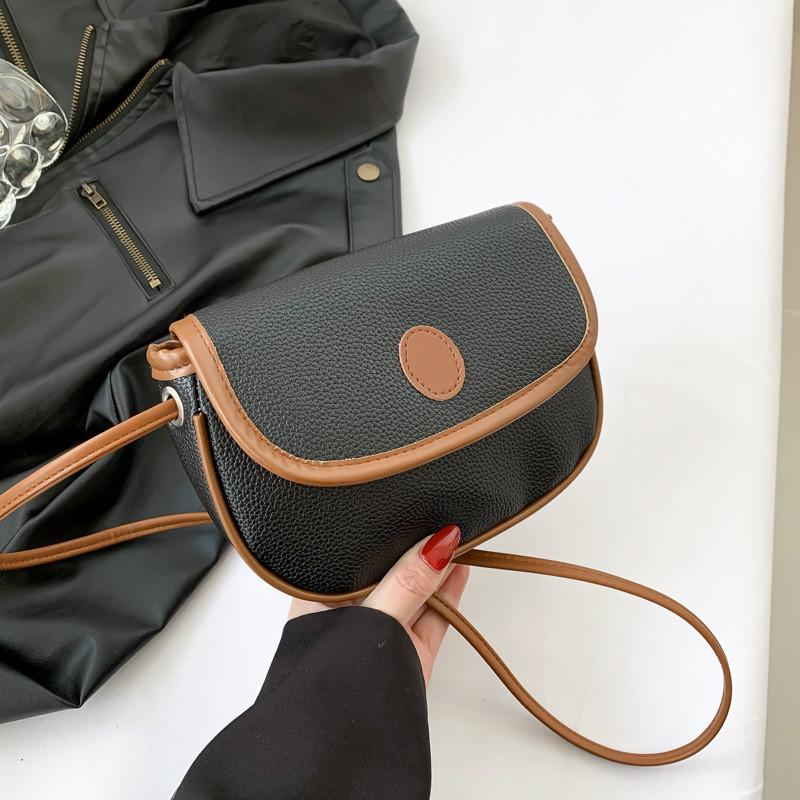 Trendy Brown Single Shoulder Bag Unique Small Square Design Chic Everyday Purse